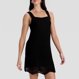 A New Day Black Crochet Sleeveless Mini Shift Dress